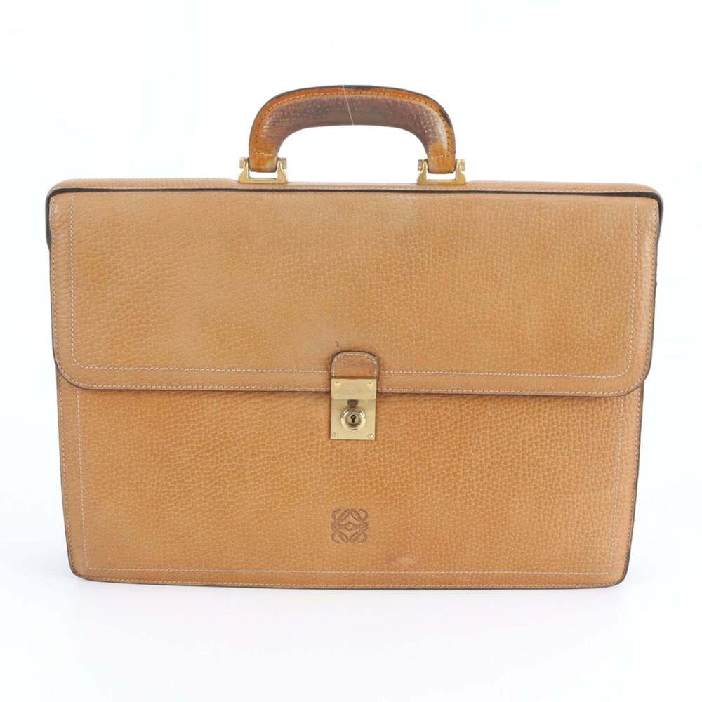 Loewe Anagram Leather Handbag Briefcase Tote Bag - Brown Men's